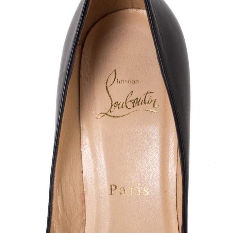 Pre Owned Christian Louboutin Black Leather So Kate Pumps Size 36.5