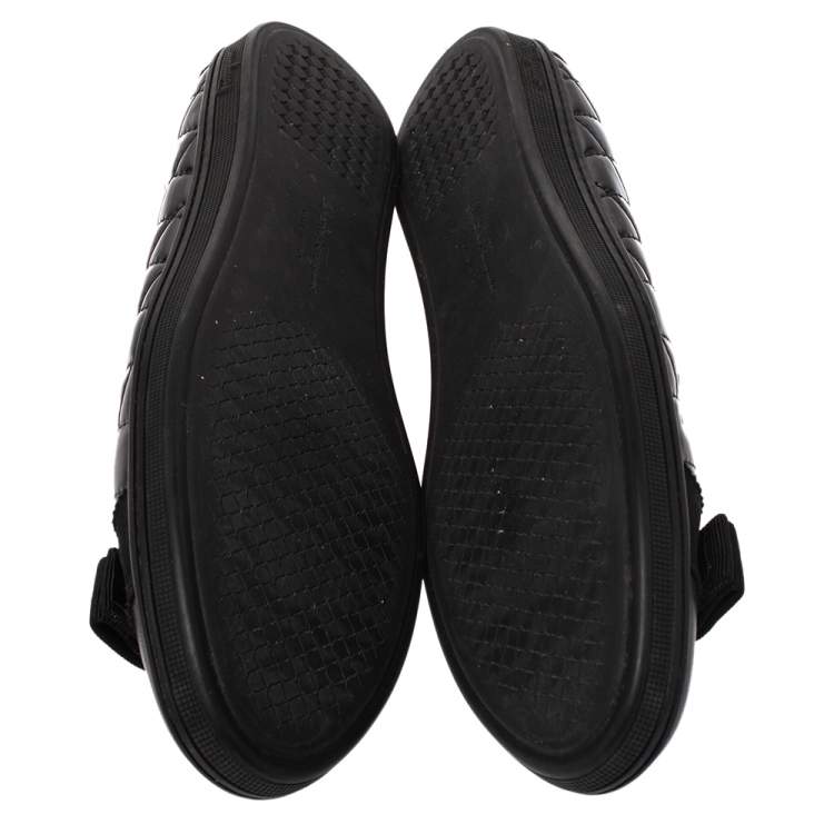 Pre Owned Salvatore Ferragamo Black Quilted Patent And Leather Rufina Sneaker Ballet Flats Size 39.5