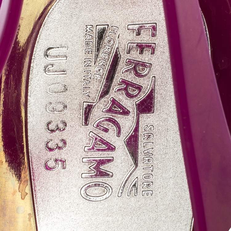 Pre Owned Salvatore Ferragamo Purple Jelly Cut Out Flats Size 40.5