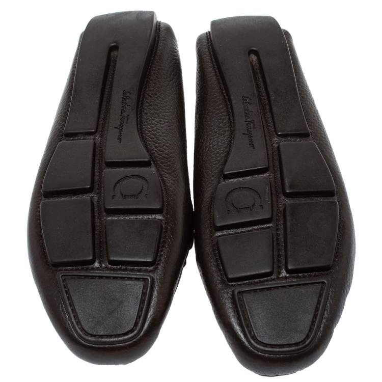 Pre Owned Salvatore Ferragamo Black Leather Gancini Bit Loafers Size 37.5
