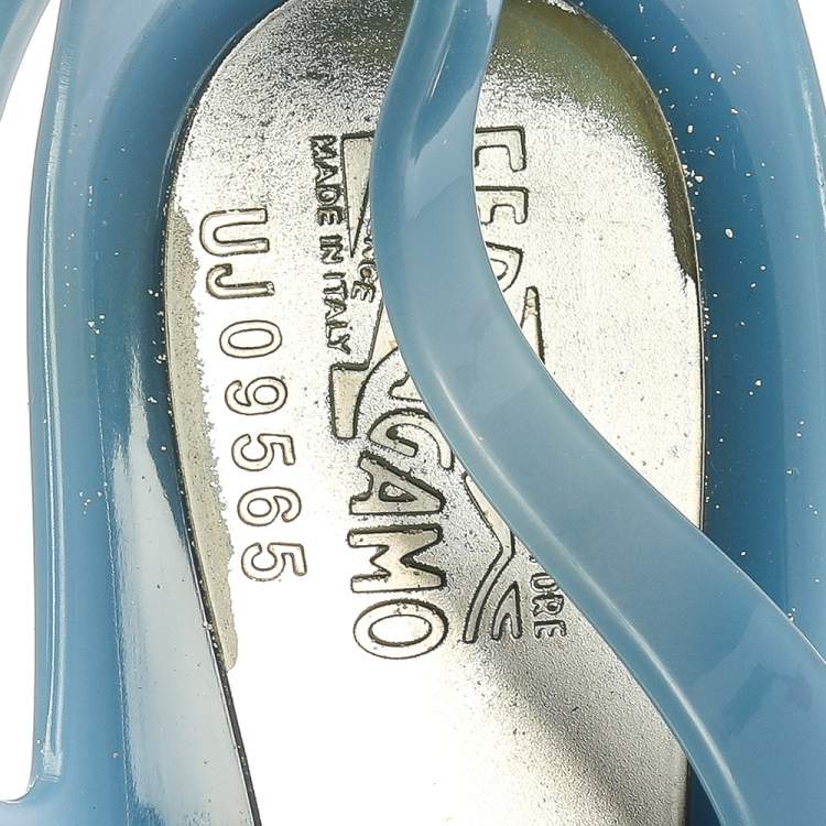 Pre Owned Salvatore Ferragamo Light Blue PVC Bermuda Ballet Flats Size 39.5
