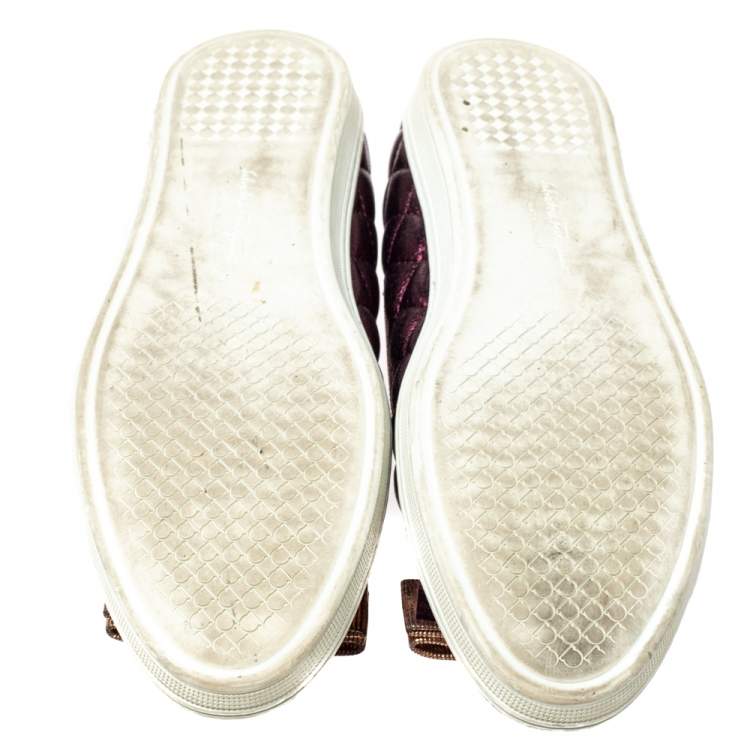 Pre Owned Salvatore Ferragamo Metallic Brown/Purple Leather Rufina Vara Bow Ballet Size 38