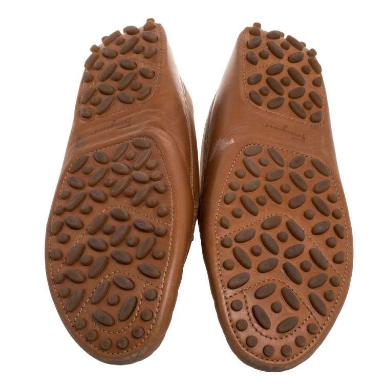 Pre Owned Salvatore Ferragamo Brown Leather Double Gancio Bit Loafers Size 39