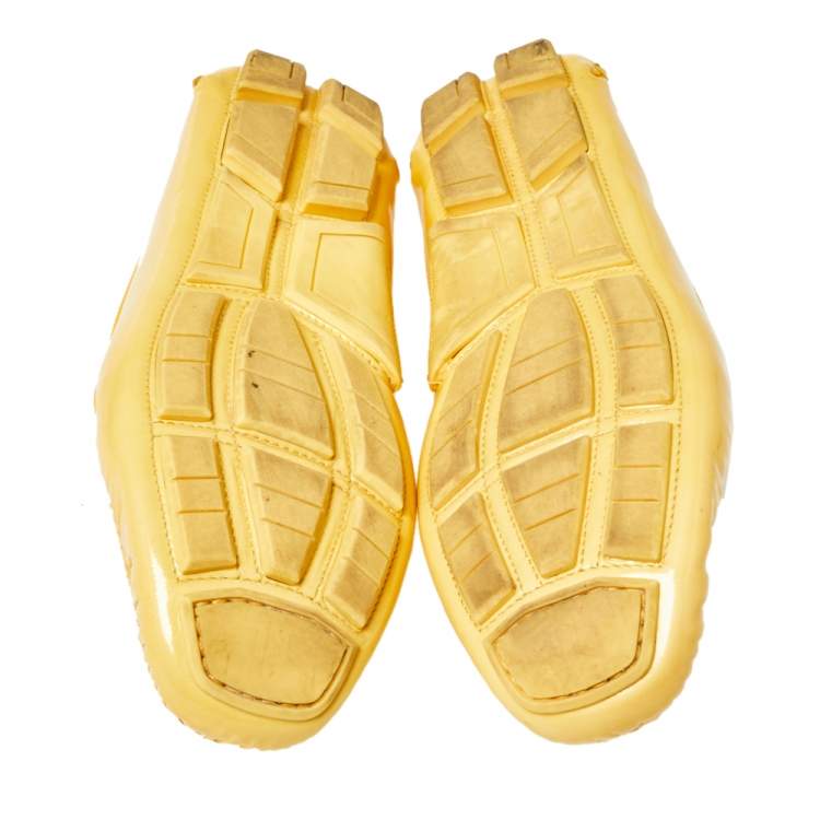 Pre Owned Salvatore Ferragamo Yellow Patent Leather Parigi Slip On Loafers Size 39.5