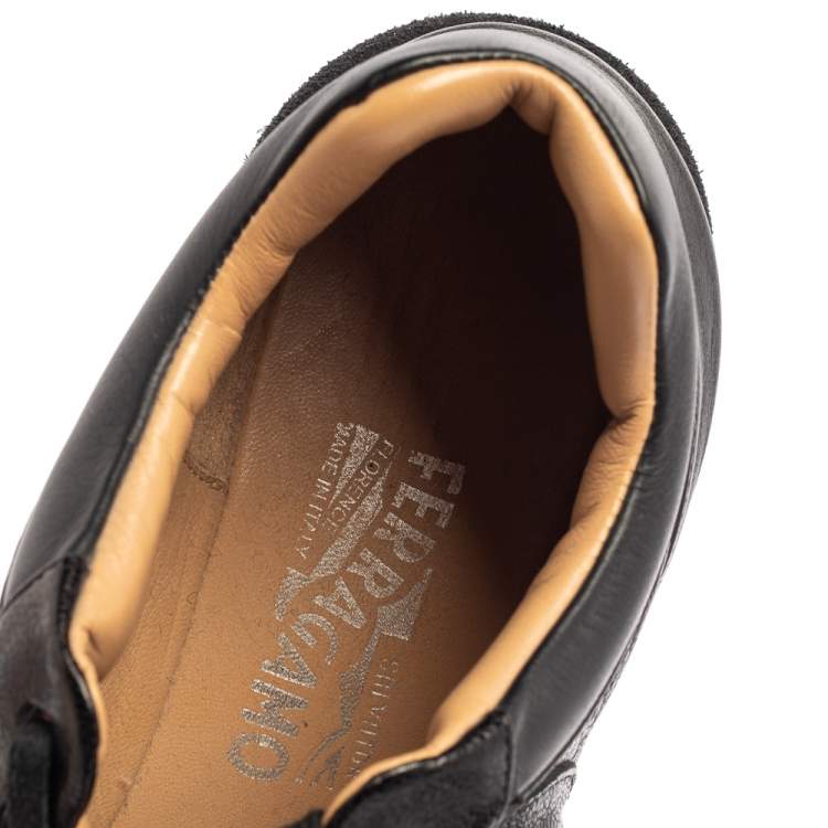 Pre Owned Salvatore Ferragamo Black Leather Low Top Sneakers Size 37.5