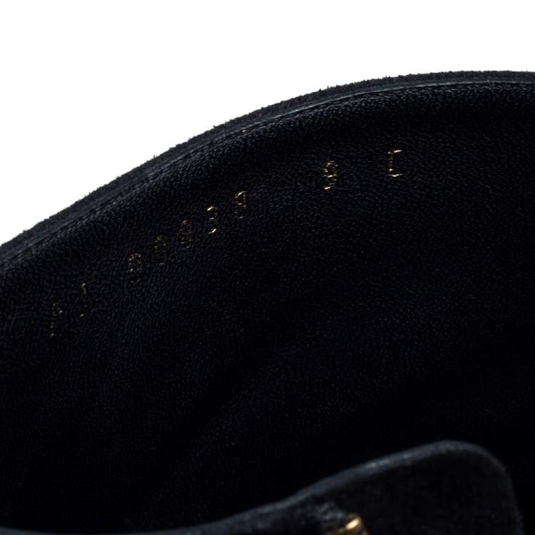 مملوكة مسبقًا Salvatore Ferragamo Black Suede And Leather Pisa Boots Size 39.5
