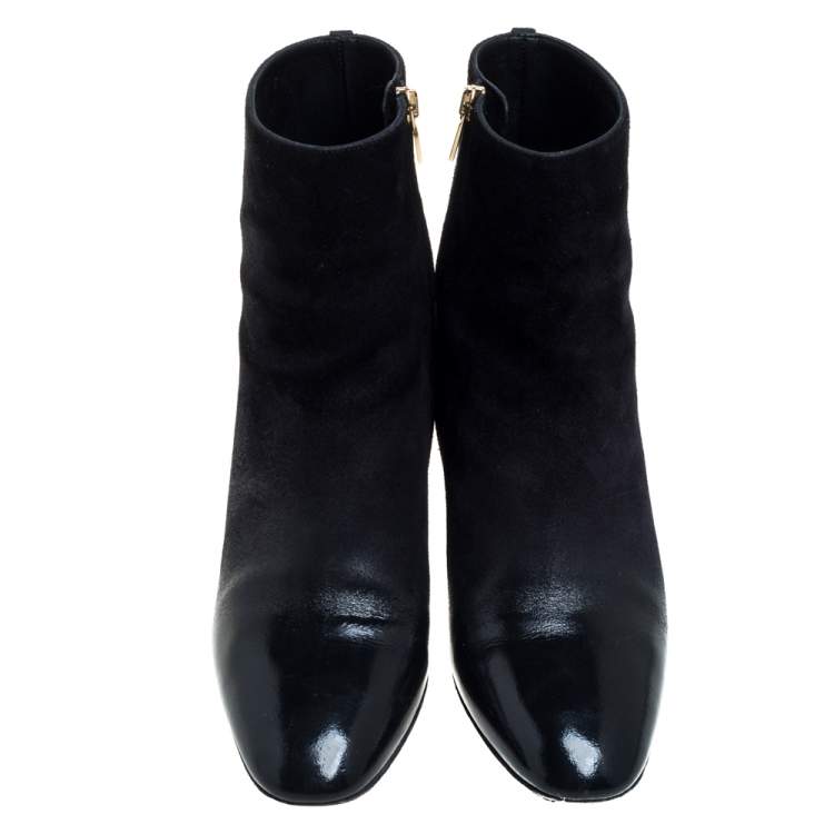 مملوكة مسبقًا Salvatore Ferragamo Black Suede And Leather Pisa Boots Size 39.5