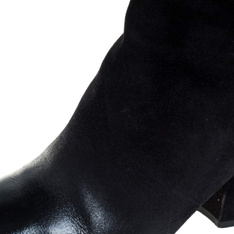 مملوكة مسبقًا Salvatore Ferragamo Black Suede And Leather Pisa Boots Size 39.5