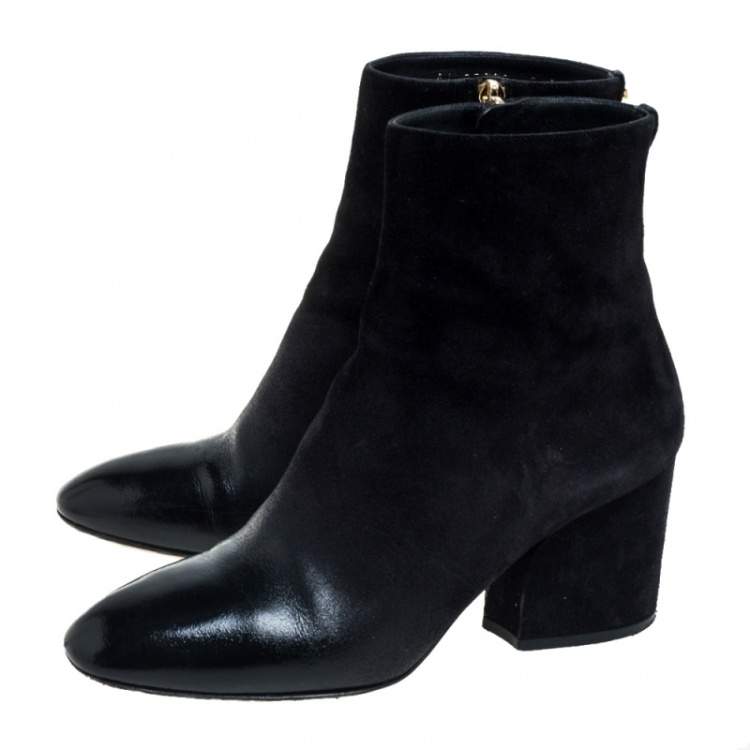 مملوكة مسبقًا Salvatore Ferragamo Black Suede And Leather Pisa Boots Size 39.5