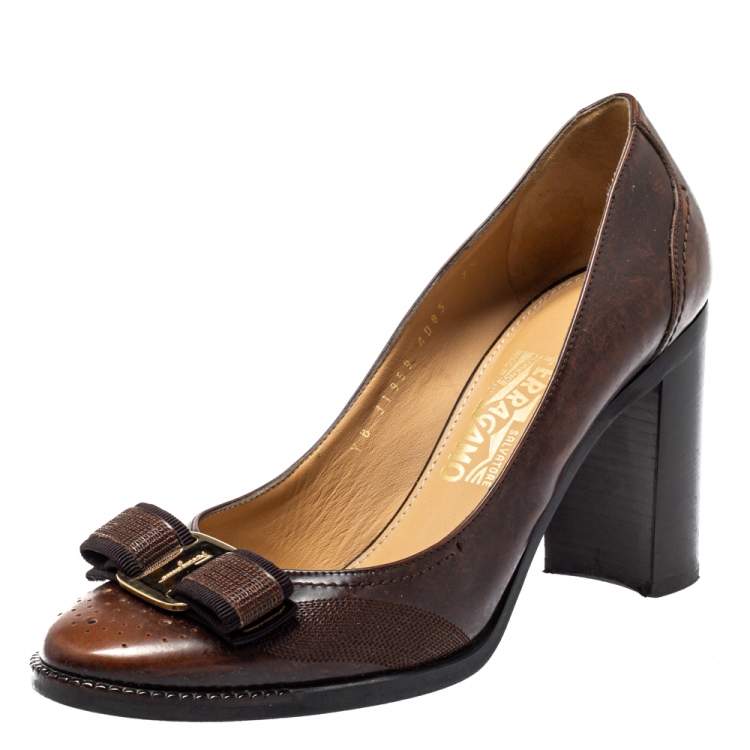 Amazon.com | Women's Closed Toe Pumps Snakeskin Slip on Block Low Chunky  Heel Business Party Office Dress Shoes Dark Brown | Pumps