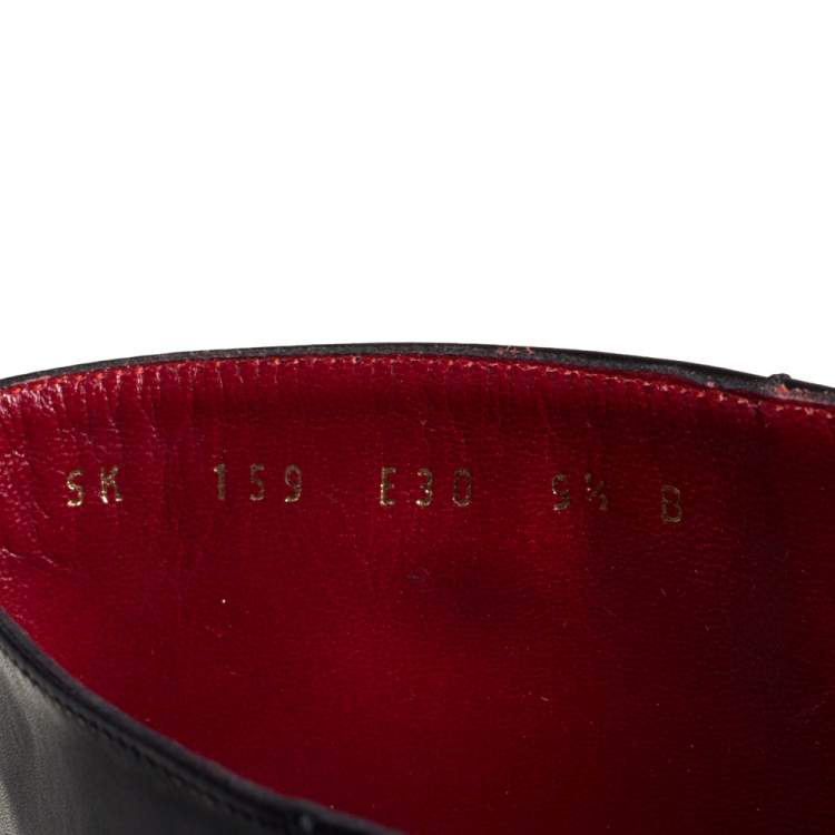 مملوكة مسبقًا Salvatore Ferragamo Black Leather Square Toe Mid Calf Boots Size 40