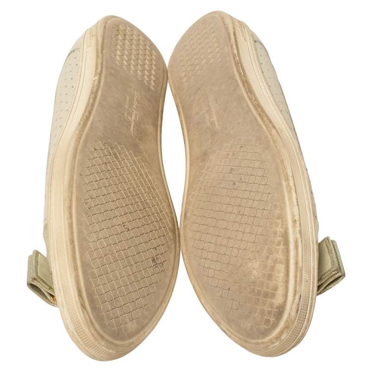 Pre Owned Salvatore Ferragamo Cream Leather Rufina Ballet Flats Size 38
