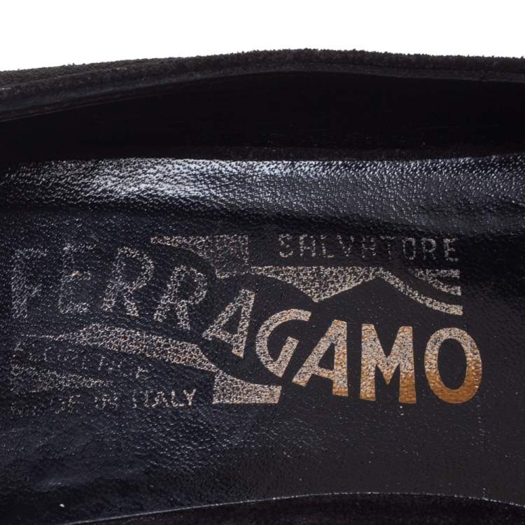 Pre Owned Salvatore Ferragamo Black Suede D'Orsay Pumps Size 38.5
