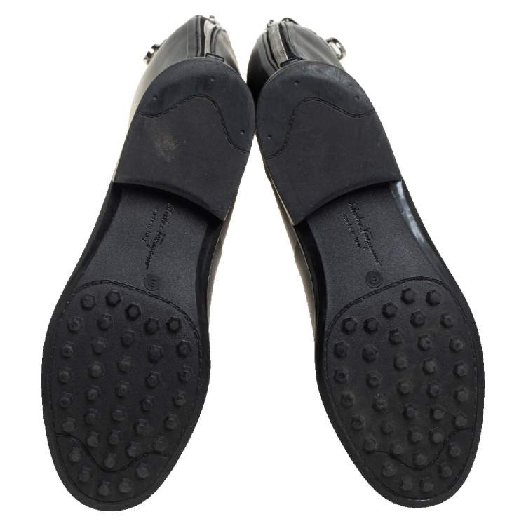 Pre Owned Salvatore Ferragamo Black Rubber Rain Boots Size 39.5