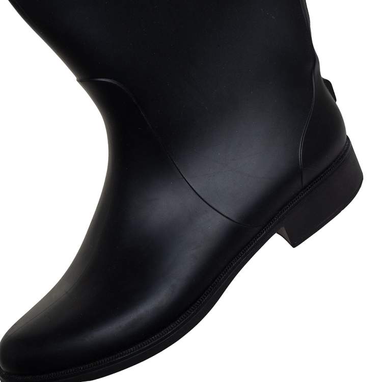 Pre Owned Salvatore Ferragamo Black Rubber Rain Boots Size 39.5