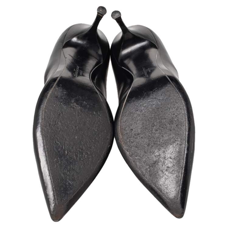 Pre Owned Salvatore Ferragamo Black Leather Pointed Toe Pumps Size 39