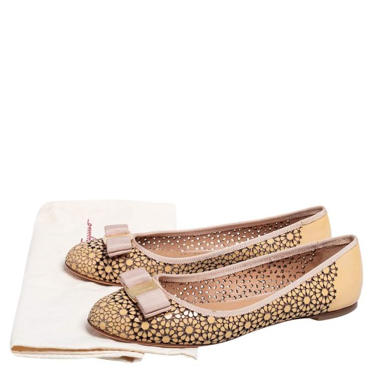 ferragamo laser cut flats