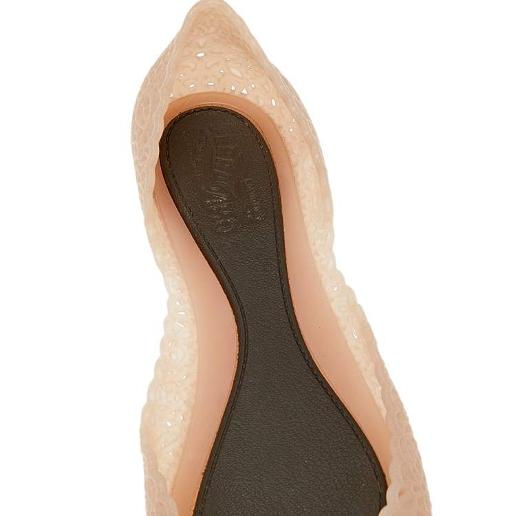 Pre Owned Salvatore Ferragamo Beige Nilly Jelly Flats Size 40.5