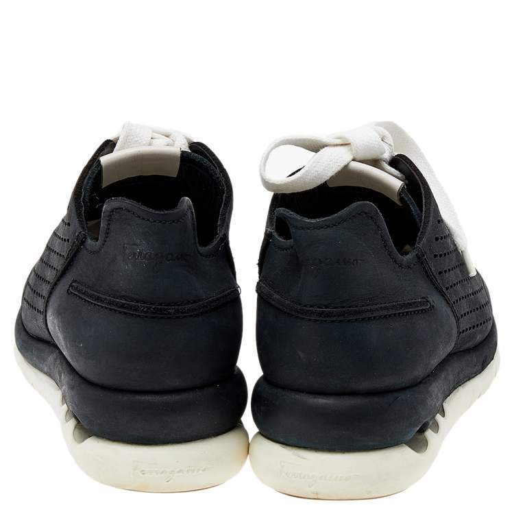 Pre Owned Salvatore Ferragamo Black Leather Low Top Sneakers Size 38