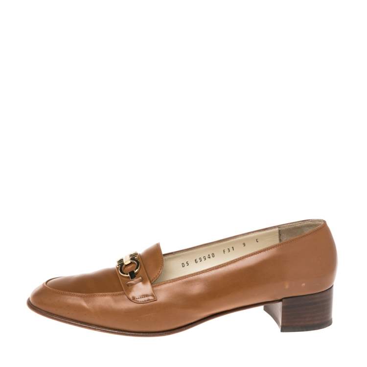 Pre Owned Salvatore Ferragamo Brown Leather Near Dattero Loafers Size 39.5