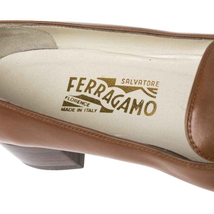 Pre Owned Salvatore Ferragamo Brown Leather Near Dattero Loafers Size 39.5