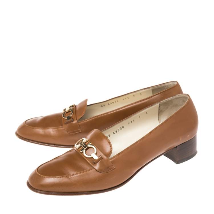 Pre Owned Salvatore Ferragamo Brown Leather Near Dattero Loafers Size 39.5