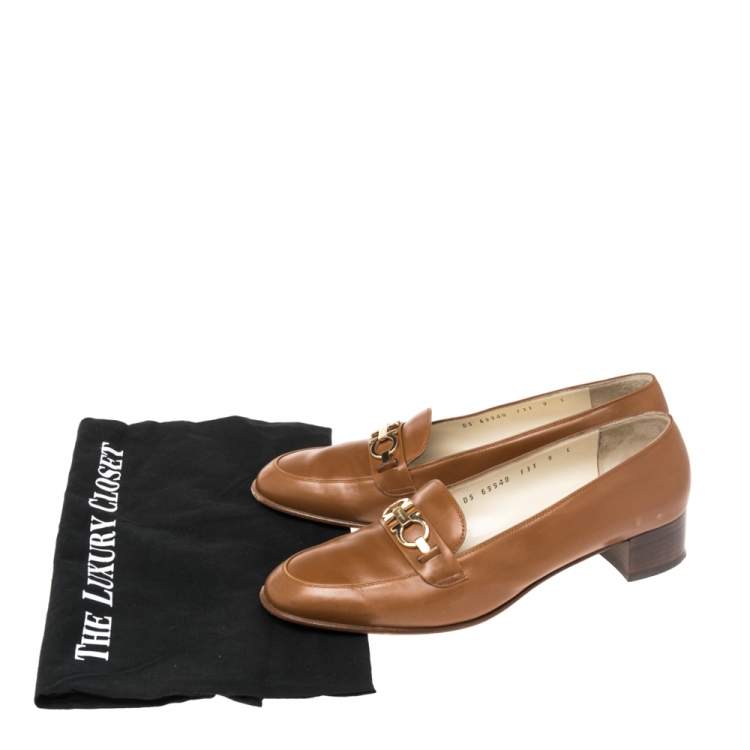 Pre Owned Salvatore Ferragamo Brown Leather Near Dattero Loafers Size 39.5