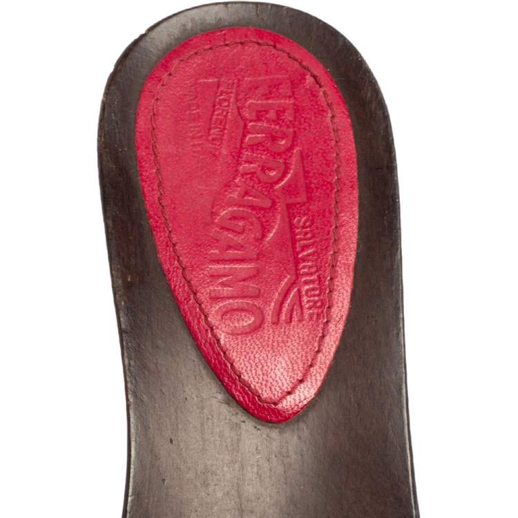 Pre Owned Salvatore Ferragamo Magenta Suede and Leather Vara Bow Slide Sandals Size 36