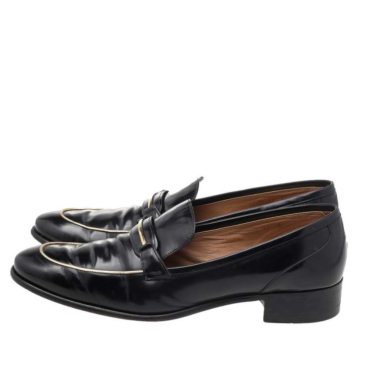 Pre Owned Salvatore Ferragamo Black Leather Slip On Loafers Size 41.5