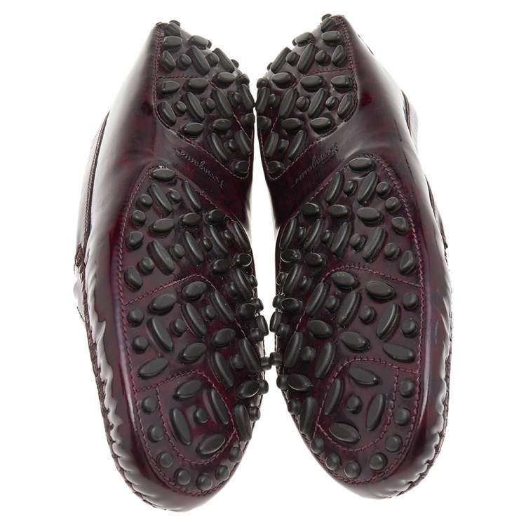 Pre Owned Salvatore Ferragamo Two Tone Patent Leather Gancini Bit Slip On Loafers Size 41