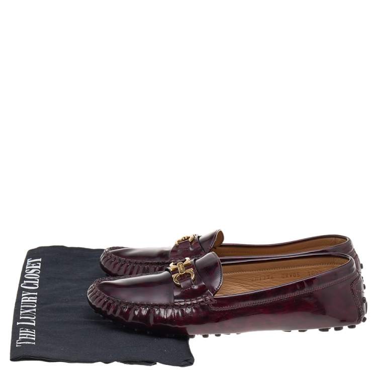 Pre Owned Salvatore Ferragamo Two Tone Patent Leather Gancini Bit Slip On Loafers Size 41