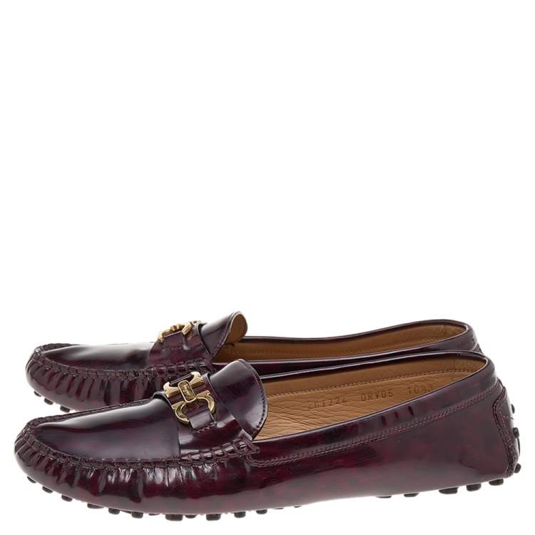 Pre Owned Salvatore Ferragamo Two Tone Patent Leather Gancini Bit Slip On Loafers Size 41