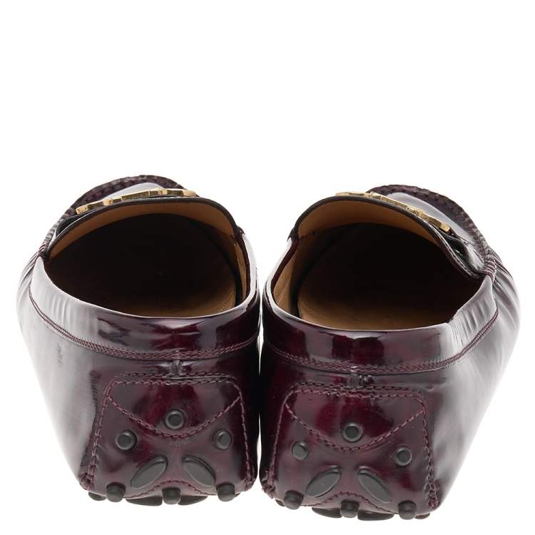 Pre Owned Salvatore Ferragamo Two Tone Patent Leather Gancini Bit Slip On Loafers Size 41