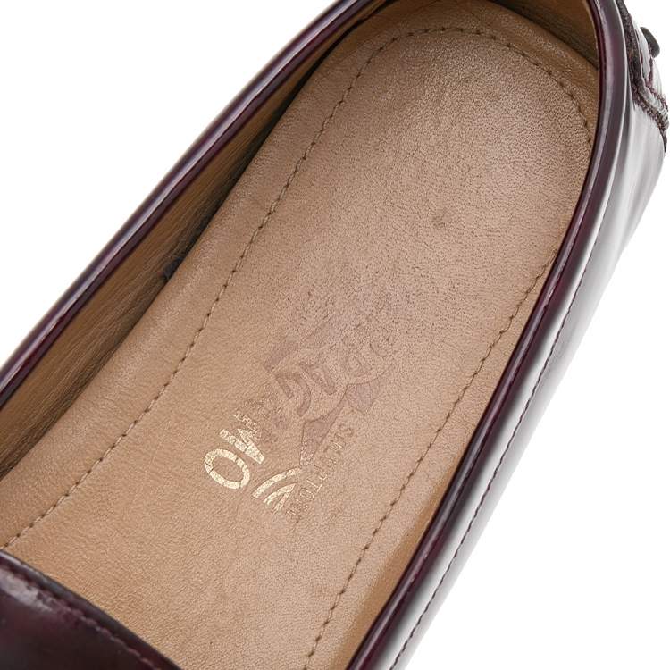 Pre Owned Salvatore Ferragamo Two Tone Patent Leather Gancini Bit Slip On Loafers Size 41