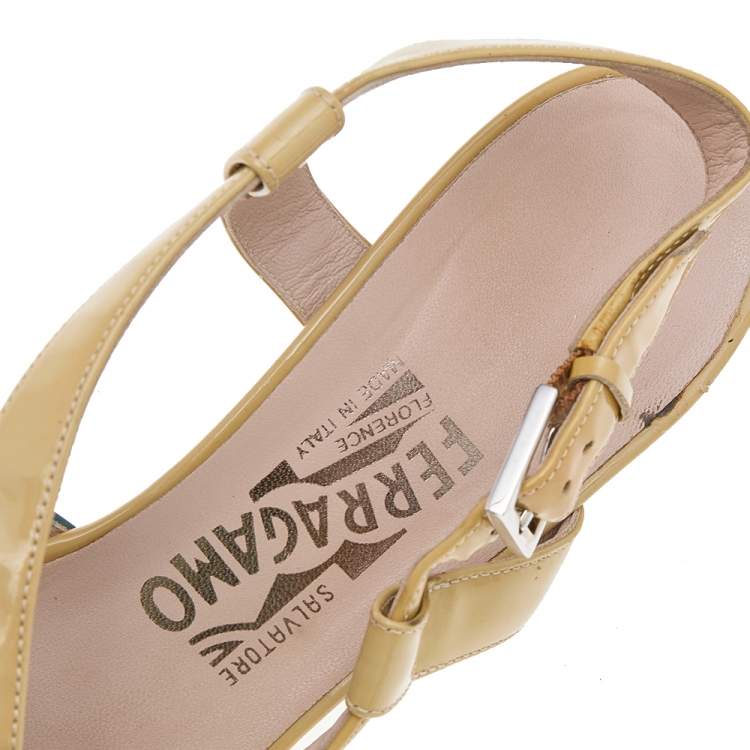 Pre Owned Salvatore Ferragamo Multicolor Patent Leather Sandals Size 37