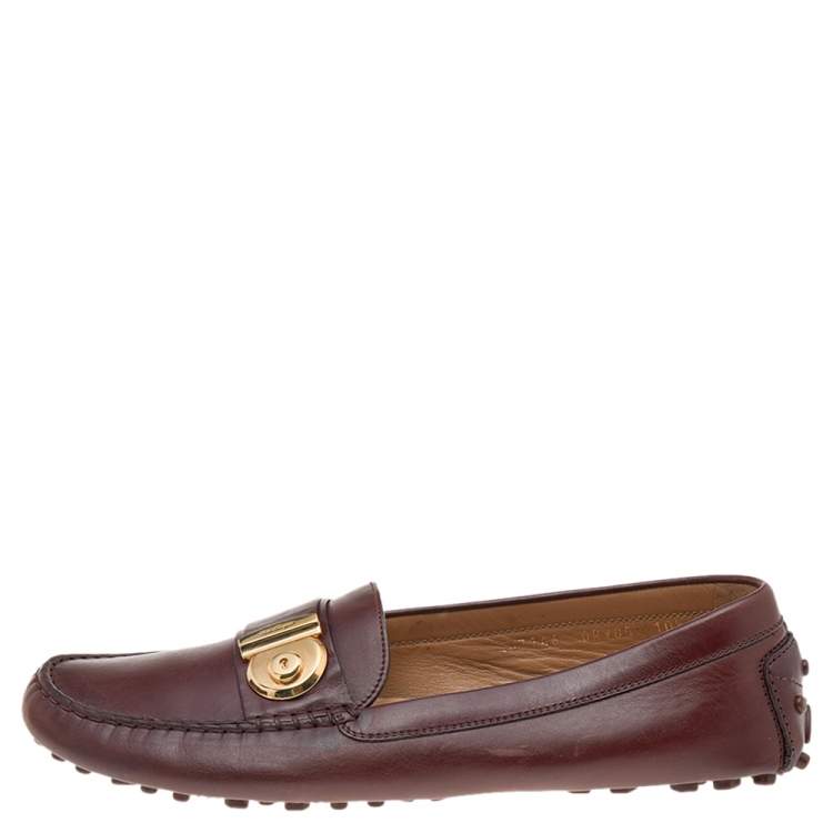 Pre Owned Salvatore Ferragamo Brown Leather Slip On Loafers Size 41