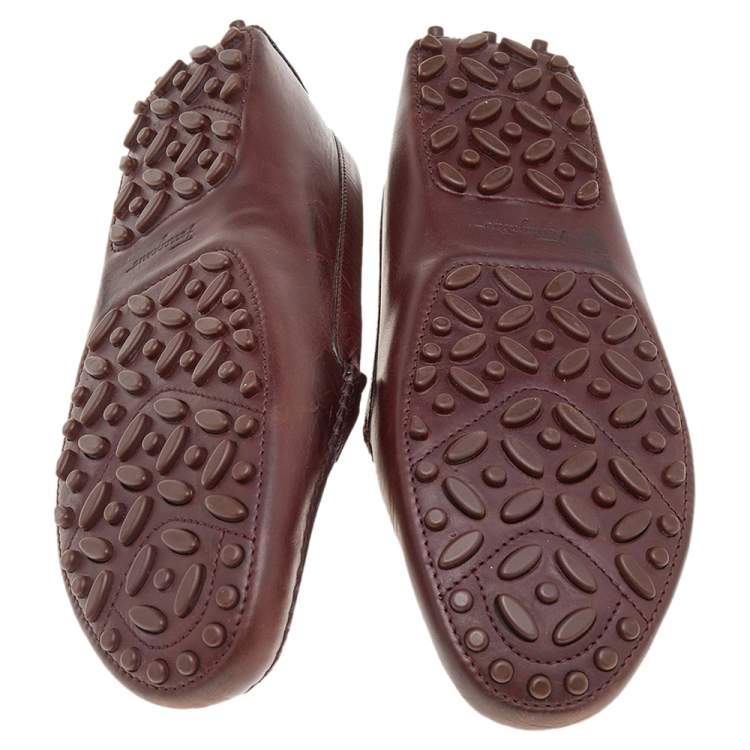 Pre Owned Salvatore Ferragamo Brown Leather Slip On Loafers Size 41