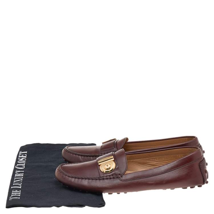 Pre Owned Salvatore Ferragamo Brown Leather Slip On Loafers Size 41