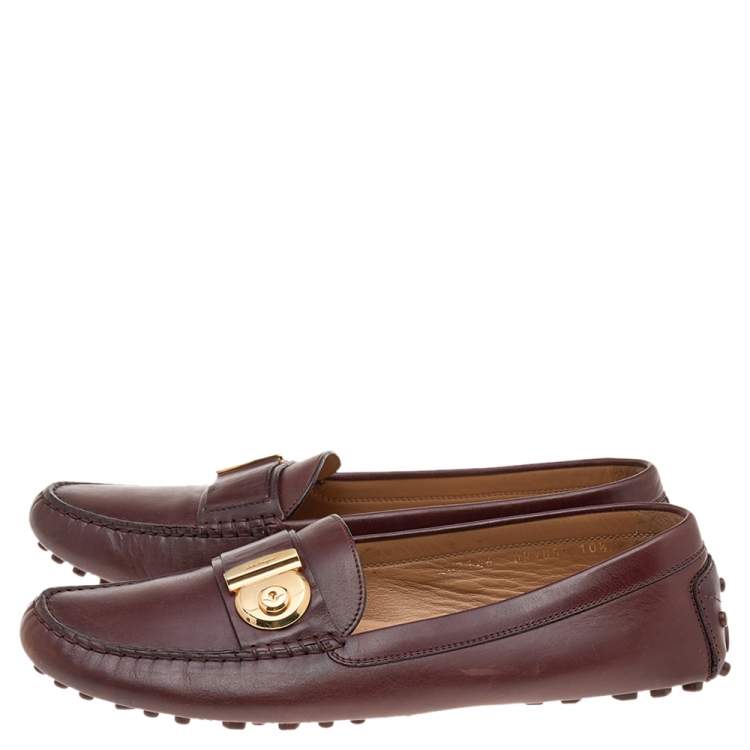 Pre Owned Salvatore Ferragamo Brown Leather Slip On Loafers Size 41