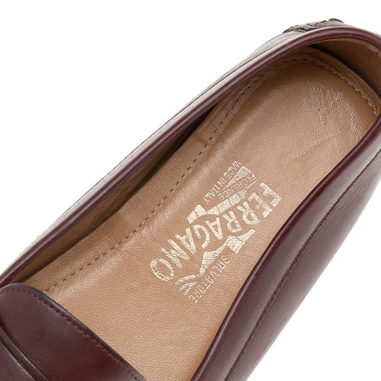 Pre Owned Salvatore Ferragamo Brown Leather Slip On Loafers Size 41