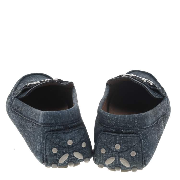 Pre Owned Salvatore Ferragamo Blue Denim Slip on Loafers Size 37