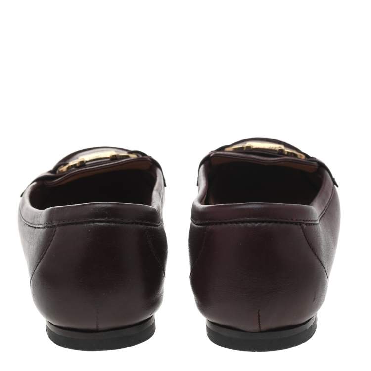 Pre Owned Salvatore Ferragamo Brown Leather Gancio Bit Loafers Size 37