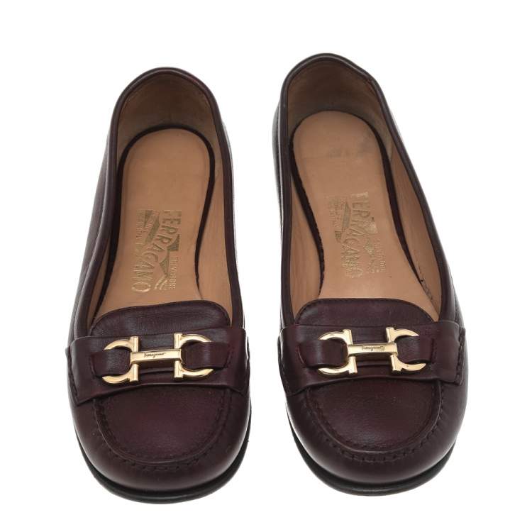 Pre Owned Salvatore Ferragamo Brown Leather Gancio Bit Loafers Size 37