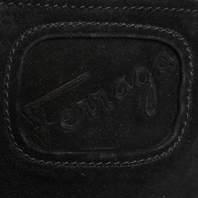 Pre Owned Salvatore Ferragamo Black Suede 'My Sweet' Mid Calf  Boots Size 40