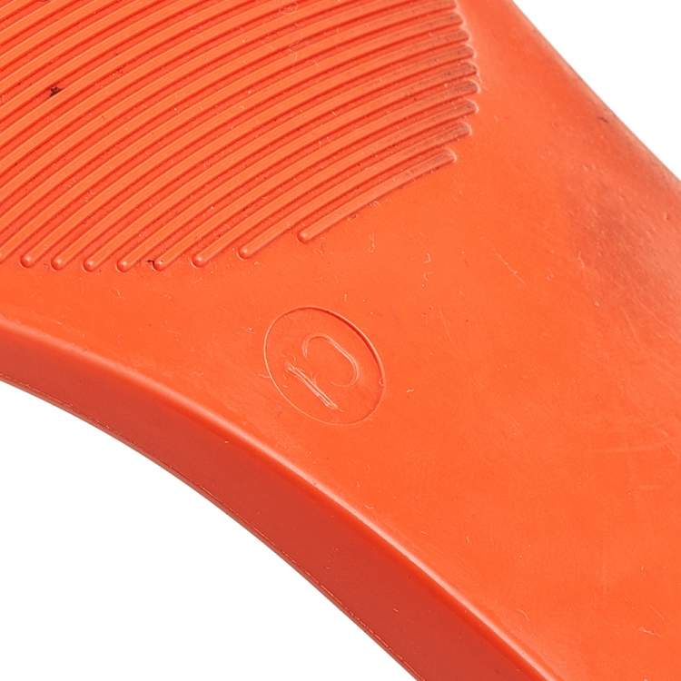 Pre Owned Salvatore Ferragamo Orange Rubber Bow D'orsay Flats Size 40.5