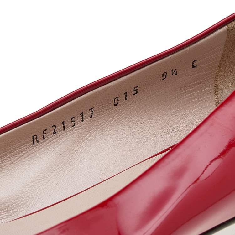 Pre Owned Salvatore Ferragamo Red Patent Leather Sun Ballet Flats Size 40