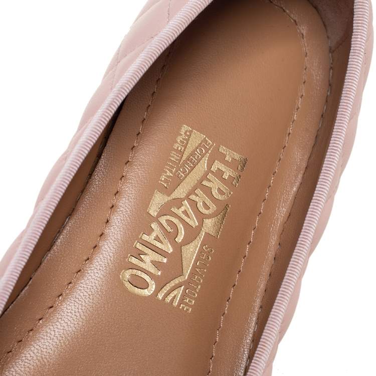 Pre Owned Salvatore Ferragamo Pink Quilted and Patent Leather Varina Bow Slip-On Sneakers Size 39.5