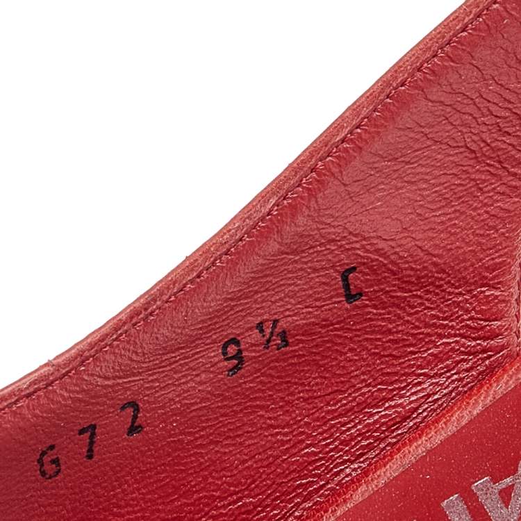 Pre Owned Salvatore Ferragamo Red Patent and Leather Pointed Toe Slingback Sandals Size 40