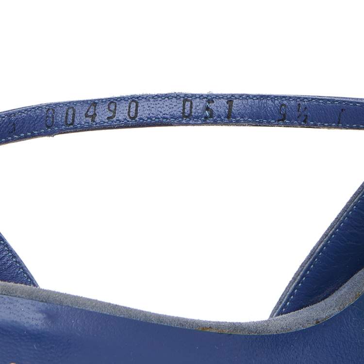 Pre Owned Salvatore Ferragamo Blue Suede and Leather Slingback Sandals Size 40