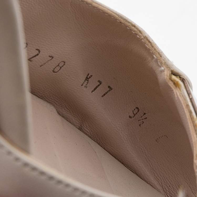 Pre Owned Salvatore Ferragamo Beige Leather Peep Toe Slingback Sandals Size 40